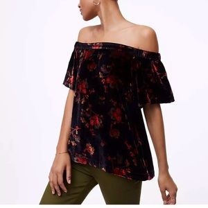 Ann Taylor LOFT Velvet Off the Shoulder Top
